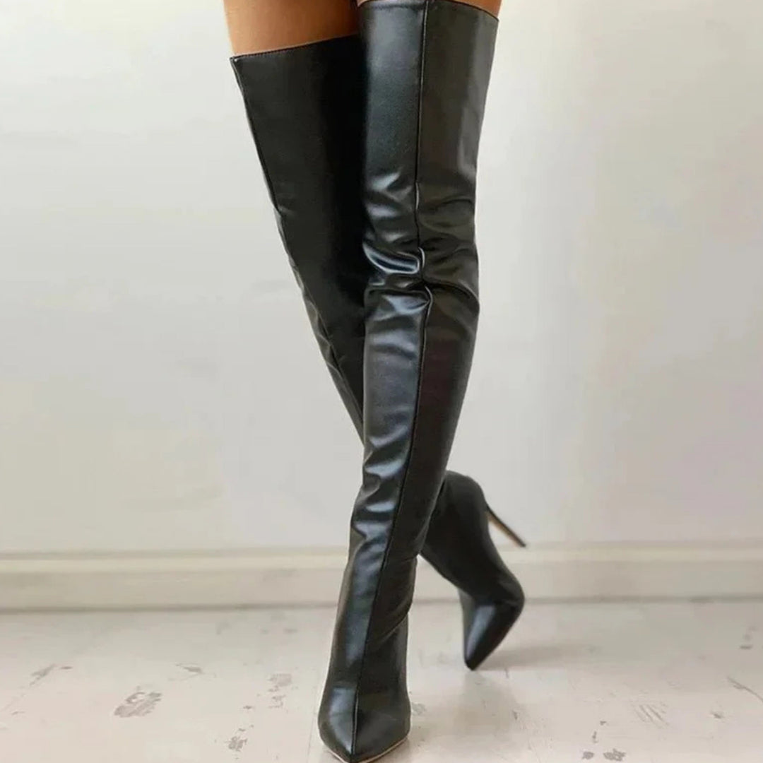 Yseult | Cuissardes élégantes rouges à talon aiguille pour femme