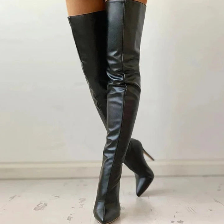 Yseult | Cuissardes élégantes rouges à talon aiguille pour femme