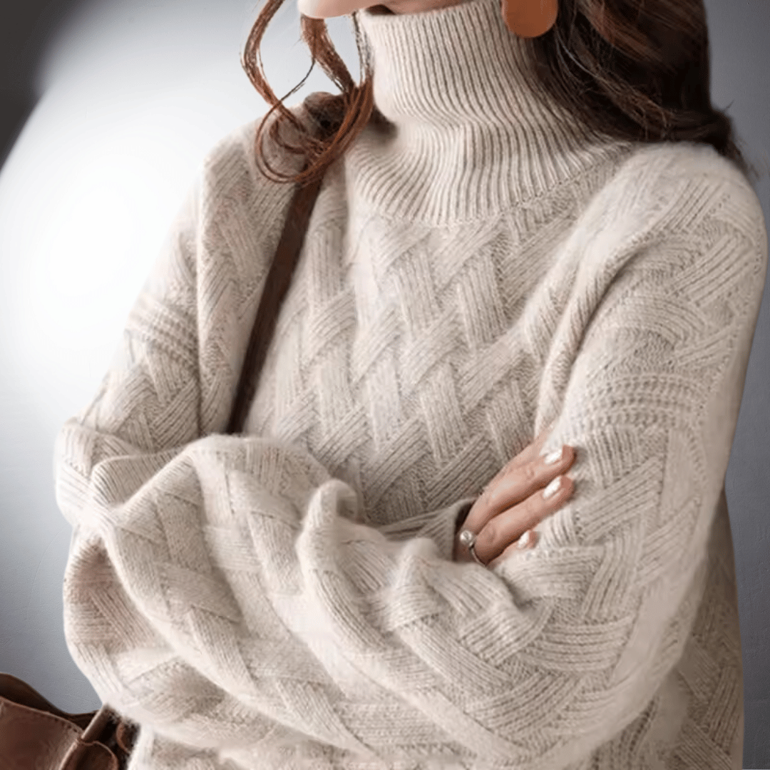 Thalia | Pull élégant oversize en tricot à col roulé pour femme