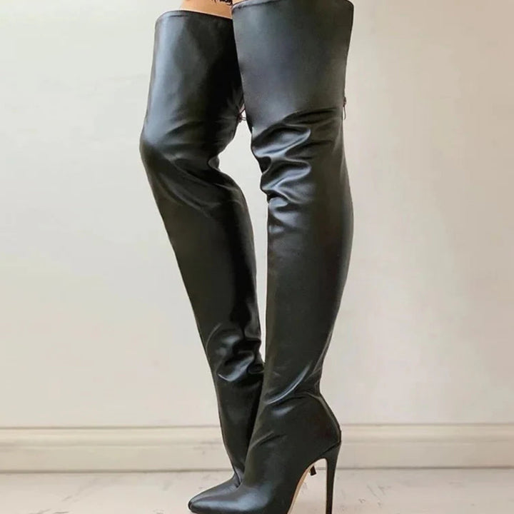 Yseult | Cuissardes élégantes rouges à talon aiguille pour femme