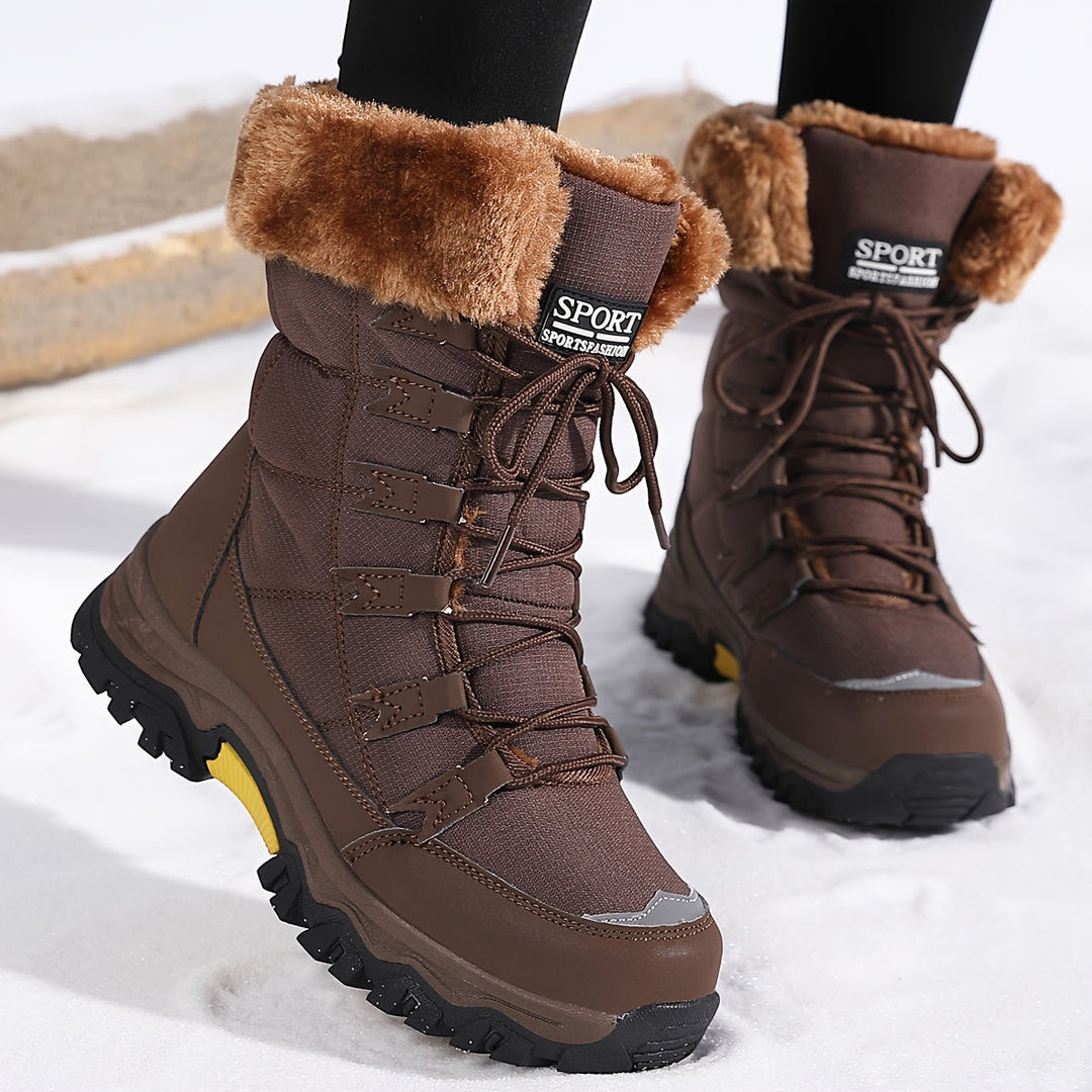 Ornella | Bottes de neige élégantes fourrées montantes beiges pour femme
