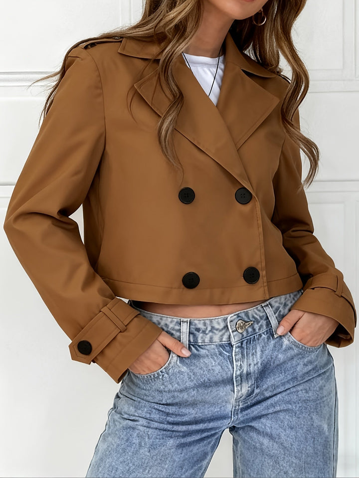 Laurie | Manteau caban court chic marron pour femme