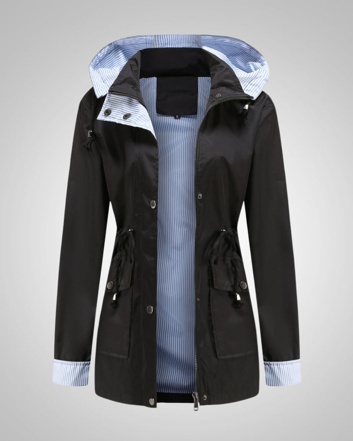 Judith | Veste élégante imperméable à capuche avec cordon de serrage pour femme