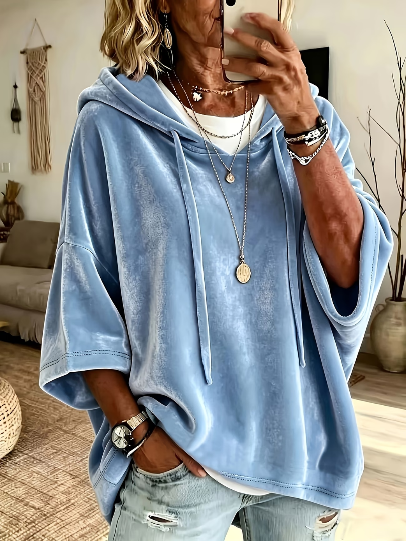 Mathilde | Sweat chic à capuche oversize en velours pour femme