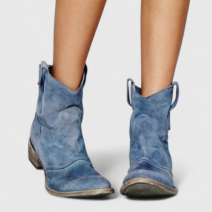 Émy | Bottes élégantes cowboy et daim à talon bloc pour femme