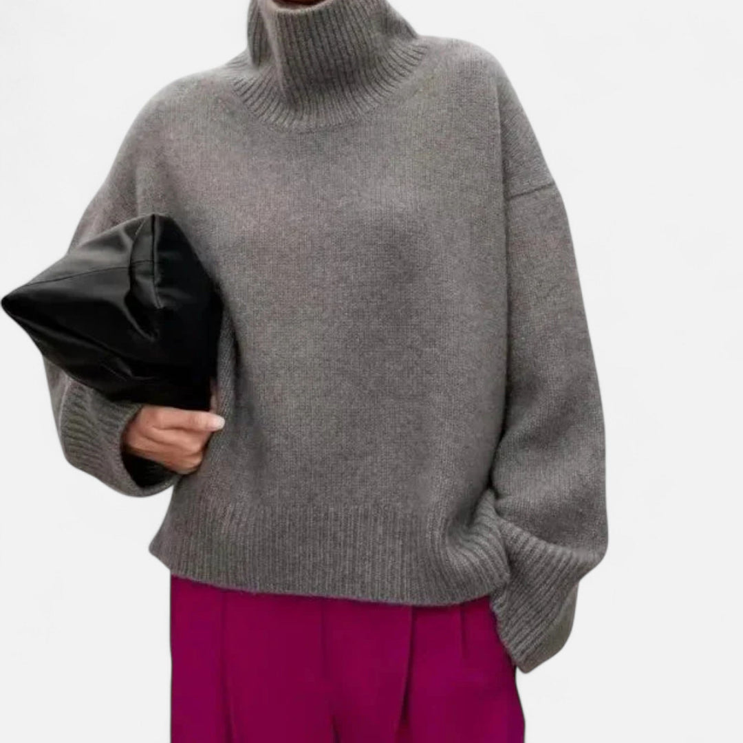 Josiane | Pull élégant côtelé en laine col roulé pour femme