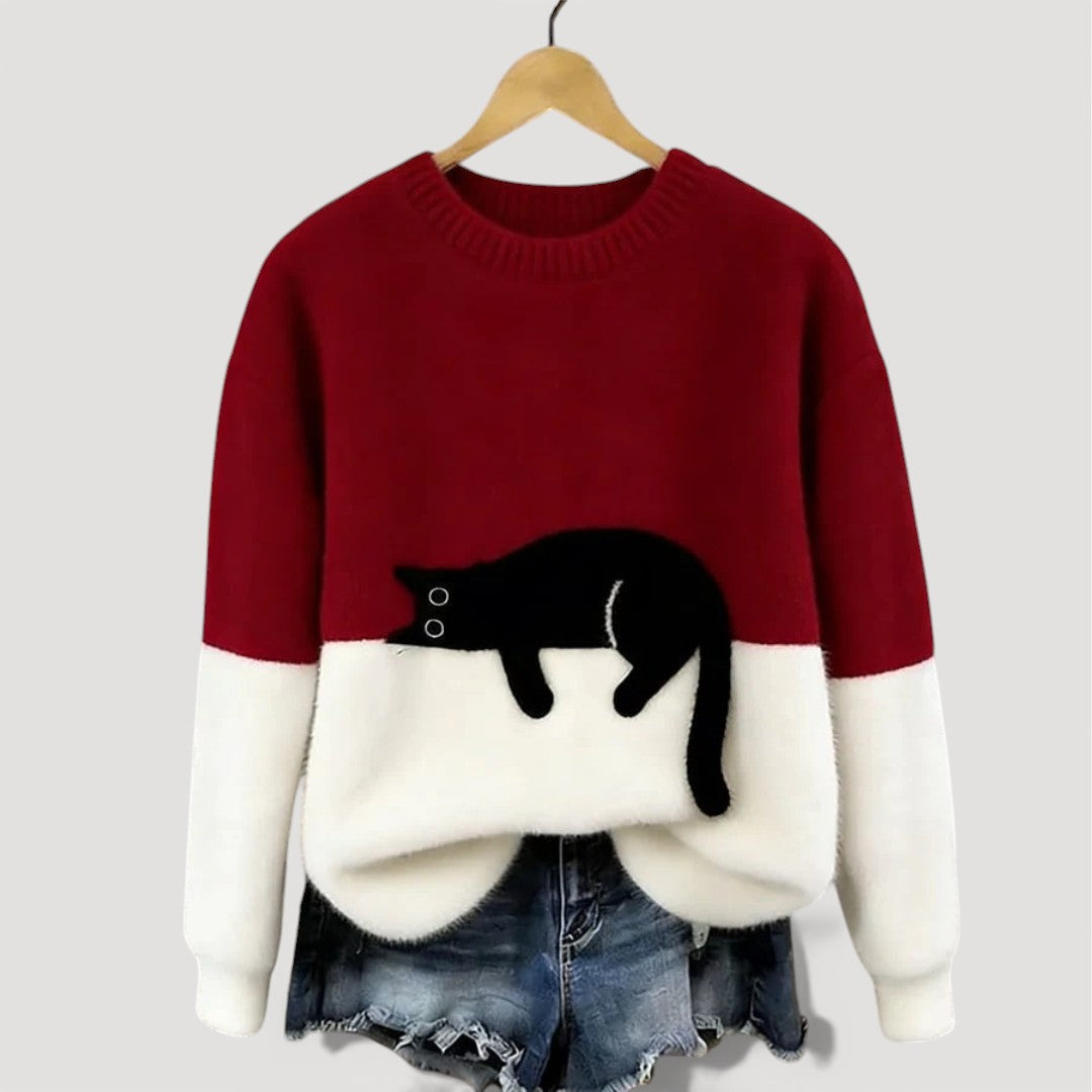 Amélie | Pull élégant oversize en maille à col rond pour femme