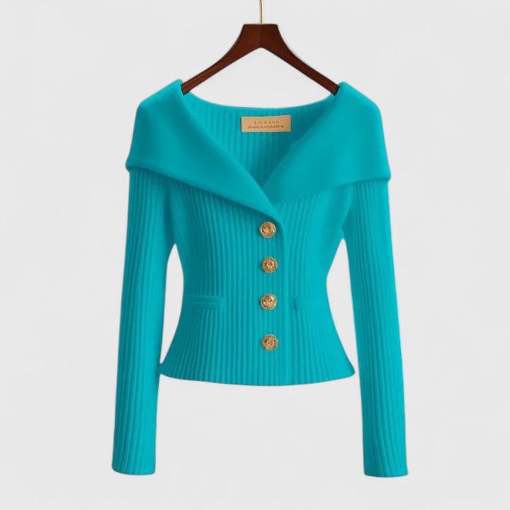 Priscille | Cardigan élégant en maille côtelée à col châle pour femme
