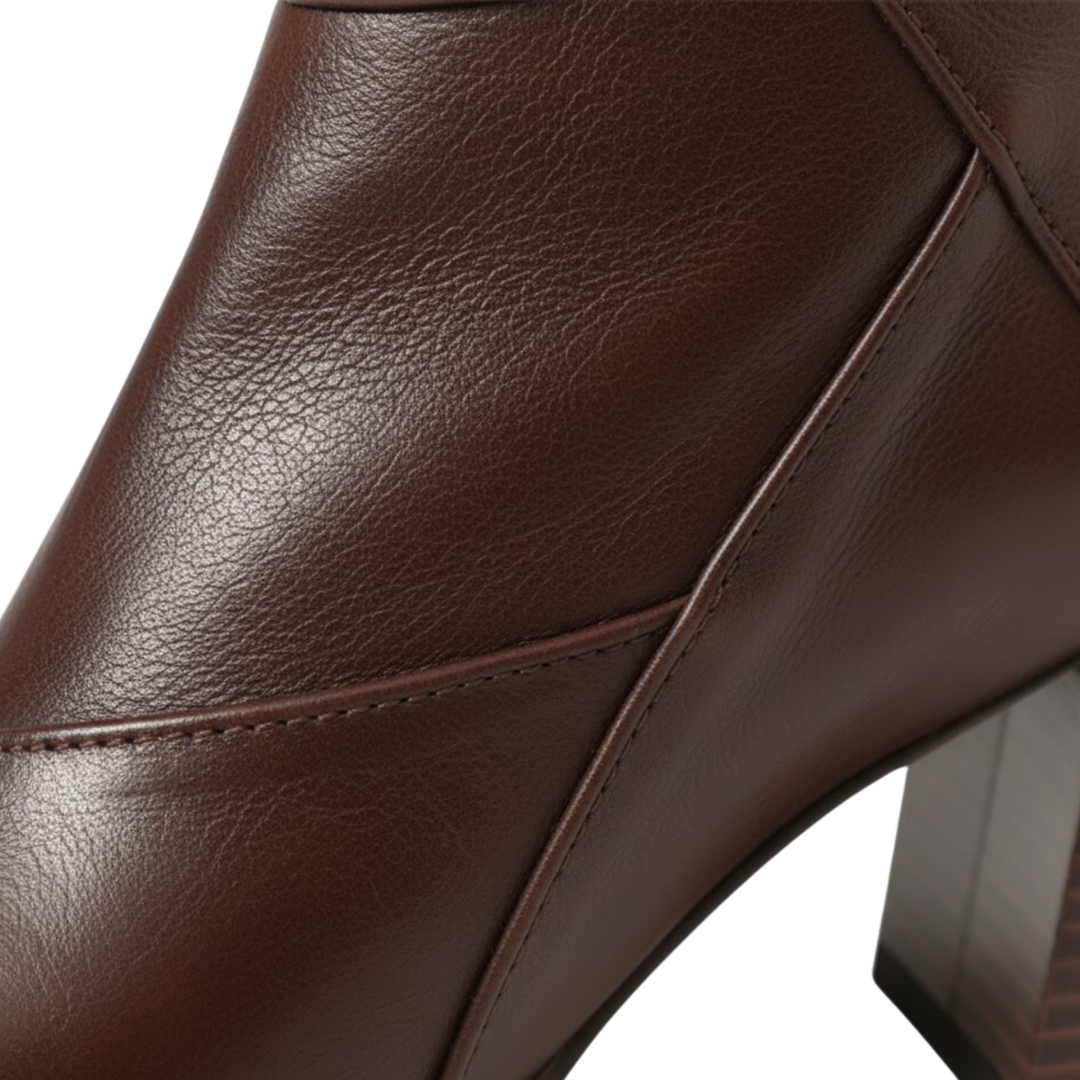 Héloïse | Bottines chic en cuir souple à bout carré et talon épais pour femme