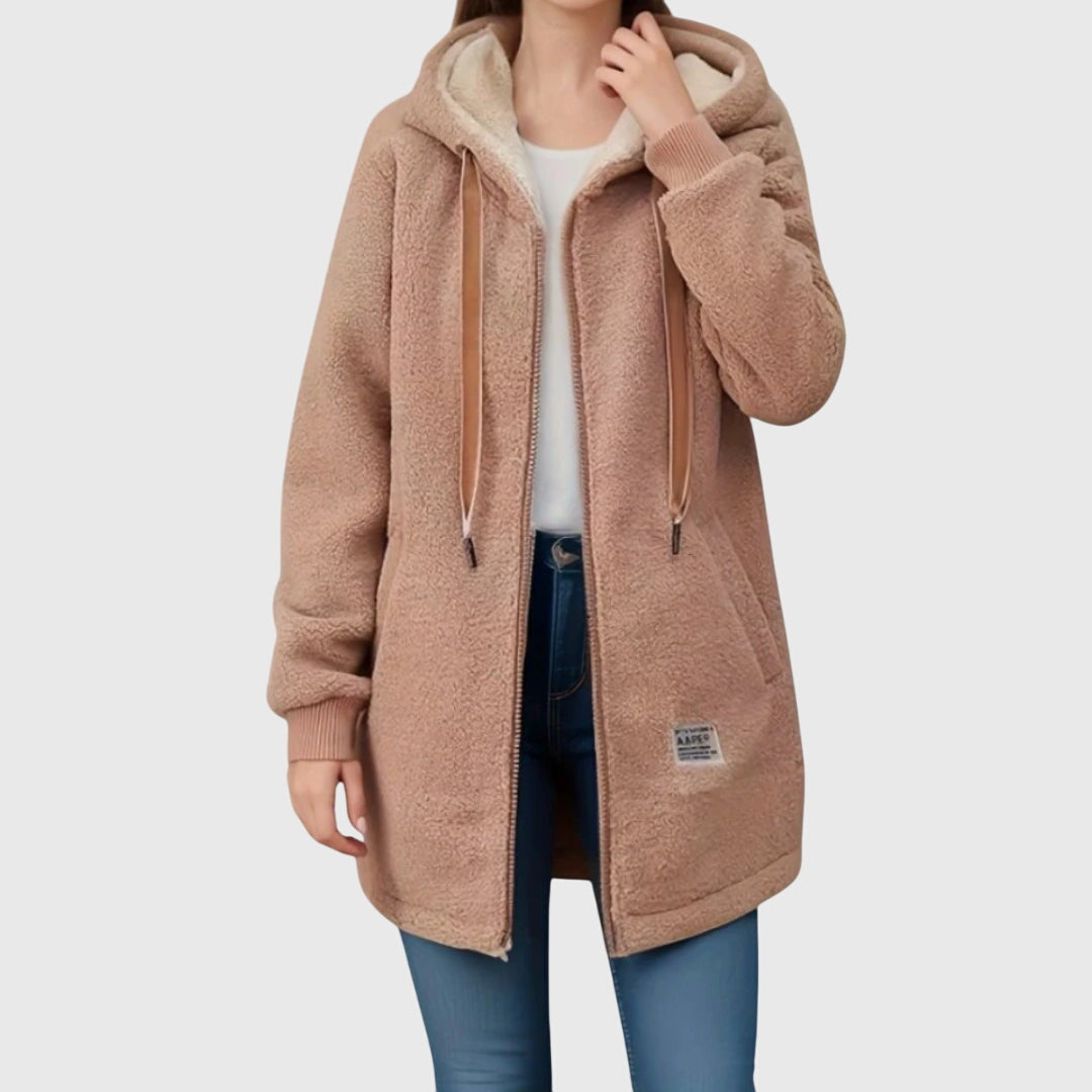 Yvette | Veste chic en polaire à capuche zippée pour femme
