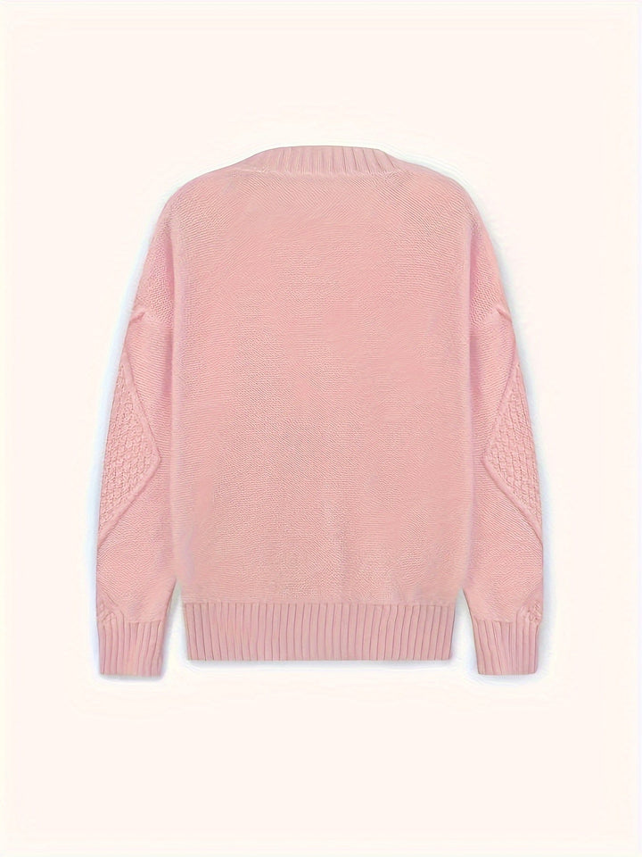 Pénélope | Cardigan élégant en maille torsadée à col V et boutons pour femme