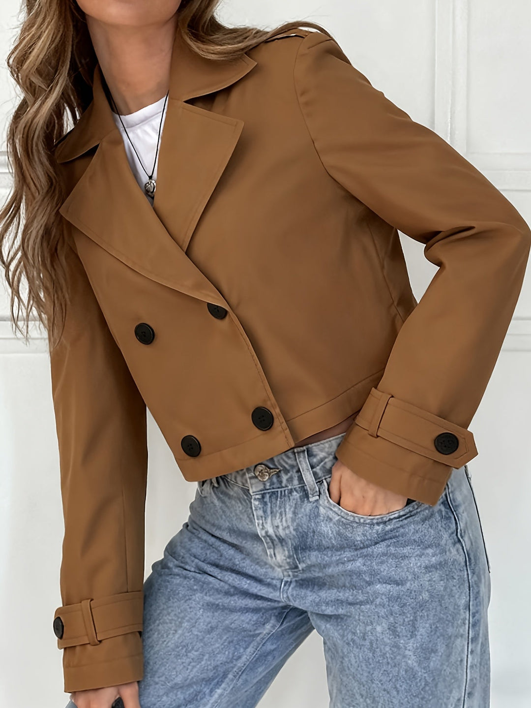 Laurie | Manteau caban court chic marron pour femme
