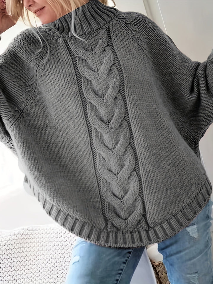 Claire | Pull élégant torsadé à col montant pour femme