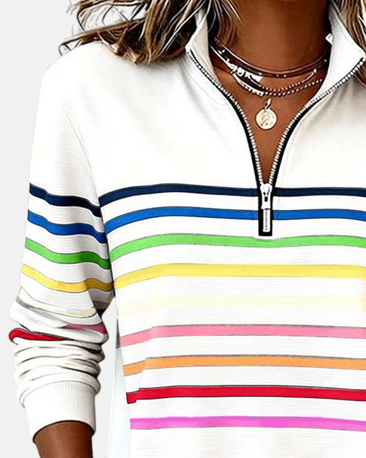 Victoire | Pull rayé à fermeture éclair pour femmes