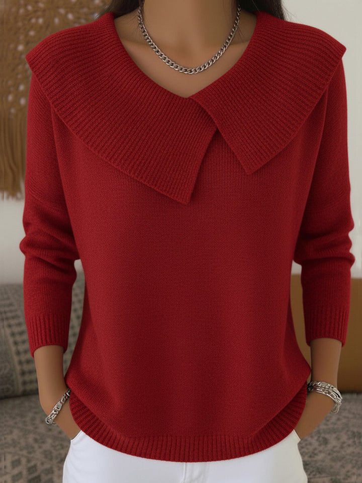 Céline | Pull élégant en maille à grand col rabattu pour femme