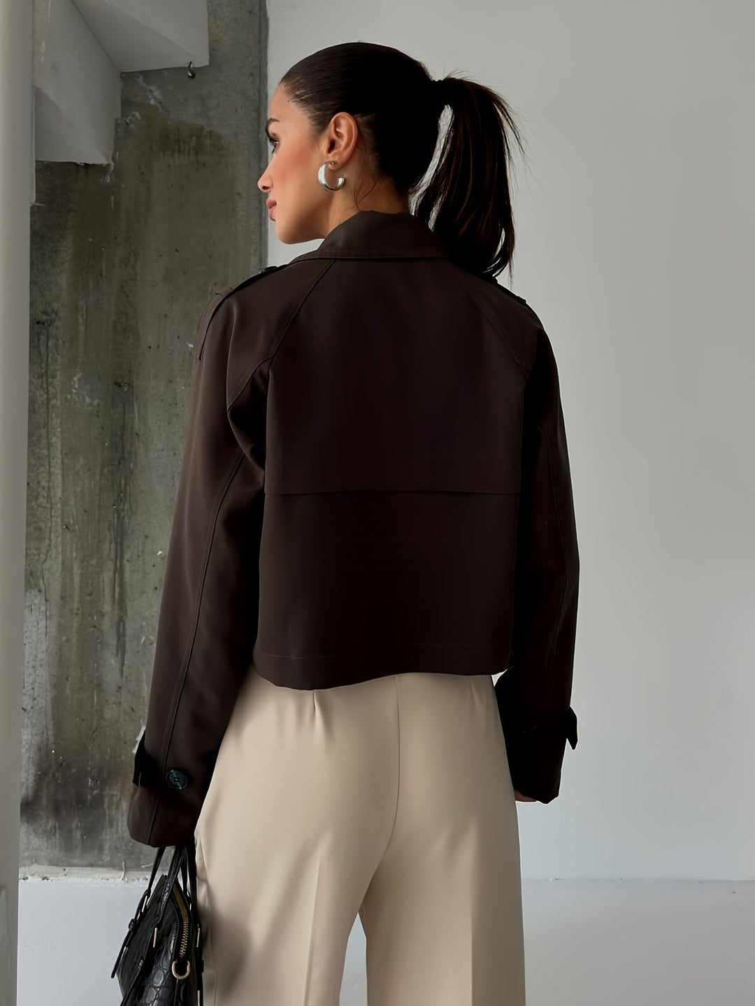 Ysaline | Manteau caban court chic croisé pour femme