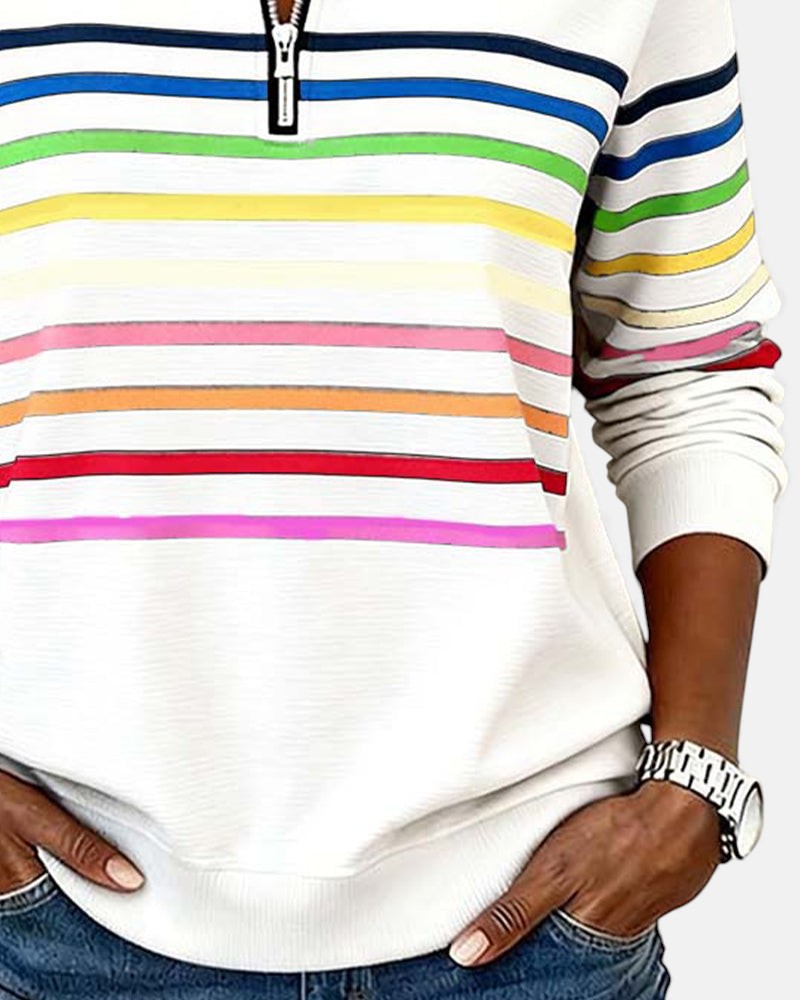 Victoire | Pull rayé à fermeture éclair pour femmes
