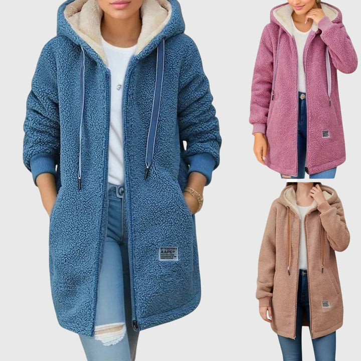 Yvette | Veste chic en polaire à capuche zippée pour femme