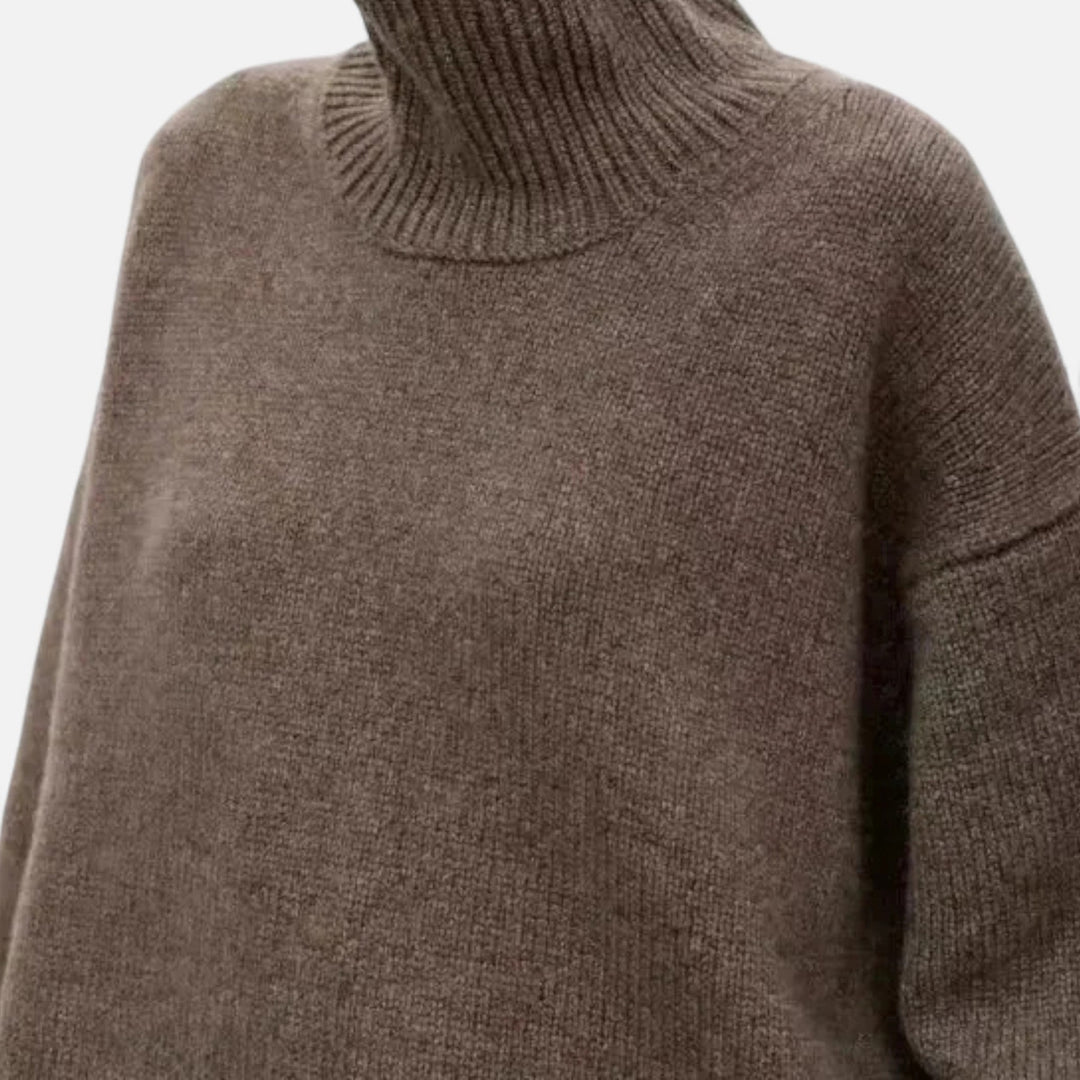 Josiane | Pull élégant côtelé en laine col roulé pour femme