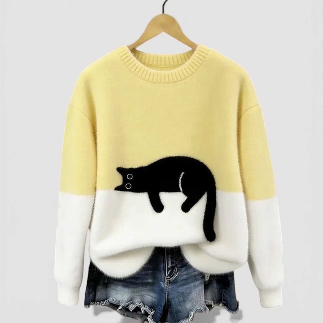 Amélie | Pull élégant oversize en maille à col rond pour femme