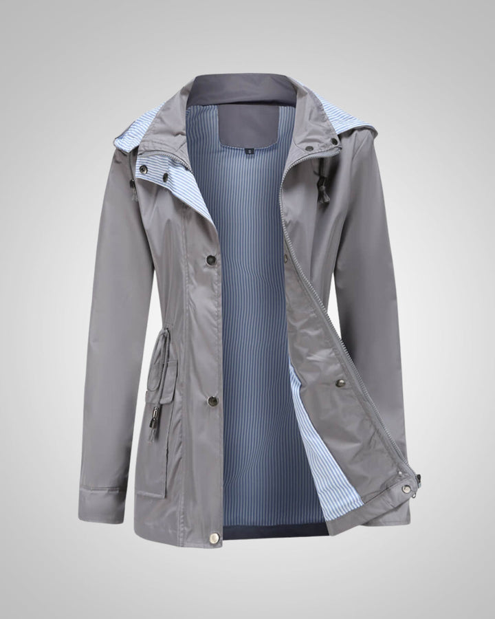 Judith | Veste élégante imperméable à capuche avec cordon de serrage pour femme