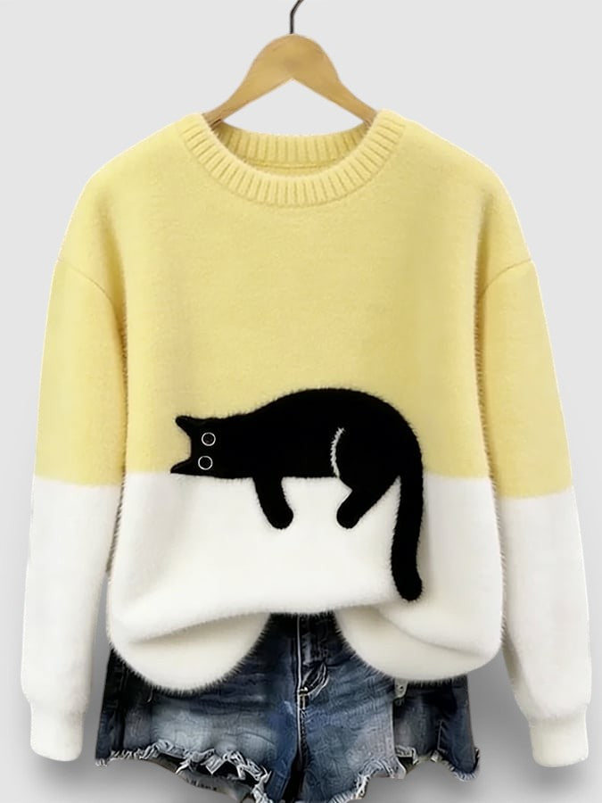 Camélia | Pull imprimé félin chic pour femmes