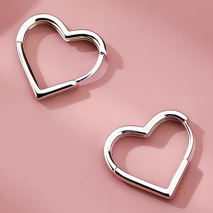 Boucles d'oreilles en cœur doré en acier inoxydable