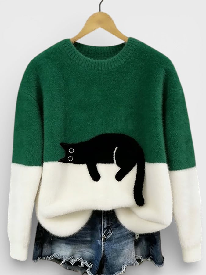 Camélia | Pull imprimé félin chic pour femmes