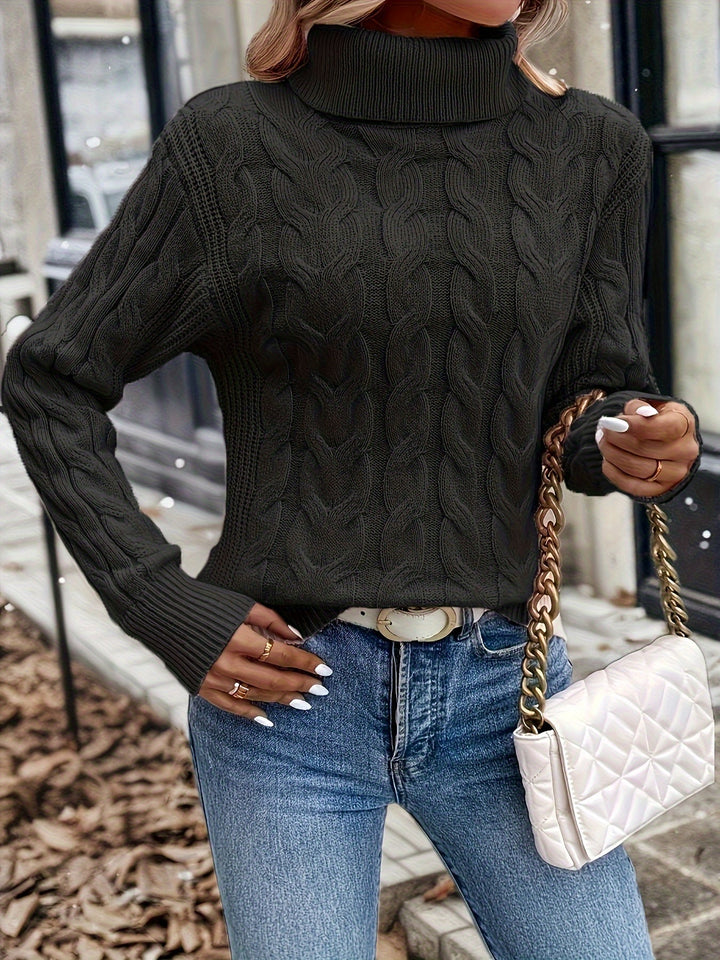 Mélisande | Pull chic à torsades col roulé pour femme
