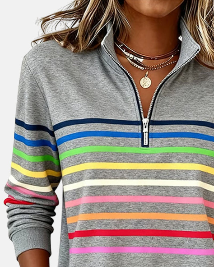 Victoire | Pull rayé à fermeture éclair pour femmes