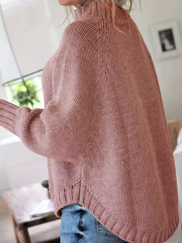 Claire | Pull élégant torsadé à col montant pour femme