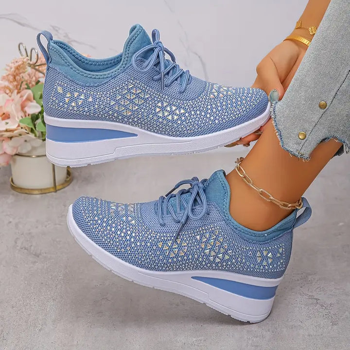Rachelle | Baskets élégantes en maille aérée à lacets et semelle compensée pour femme