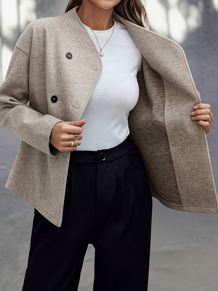 Carine | Manteau caban court chic oversize en laine pour femme