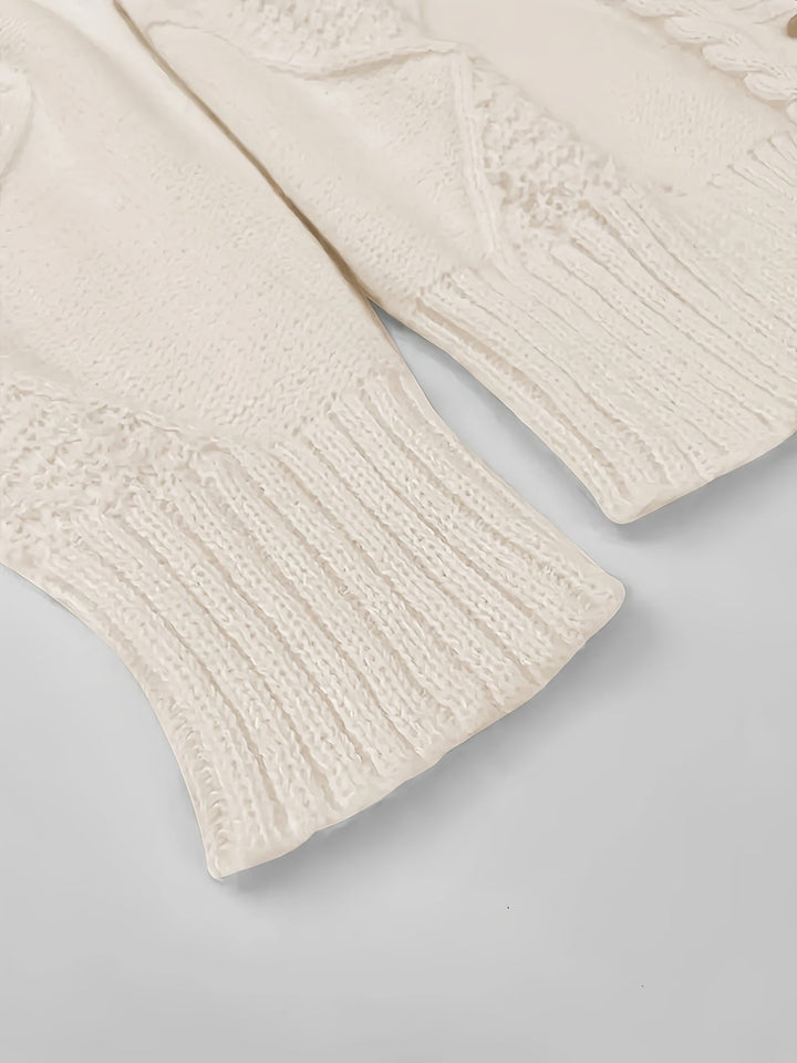 Pénélope | Cardigan élégant en maille torsadée à col V et boutons pour femme