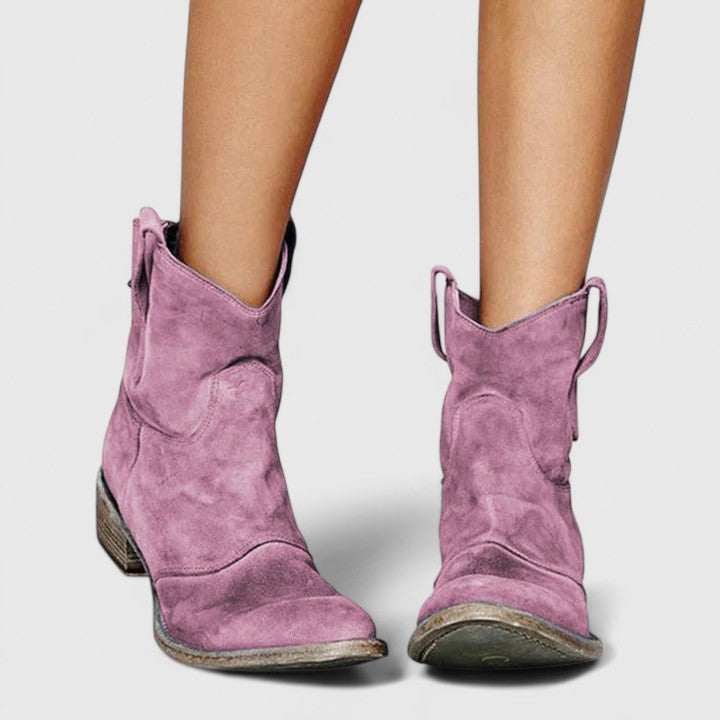 Émy | Bottes élégantes cowboy et daim à talon bloc pour femme