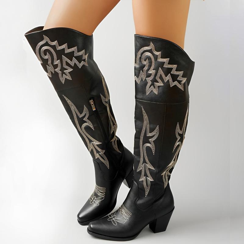 Cheyenne | Bottes chic cuissardes cowboy à talon pour femme
