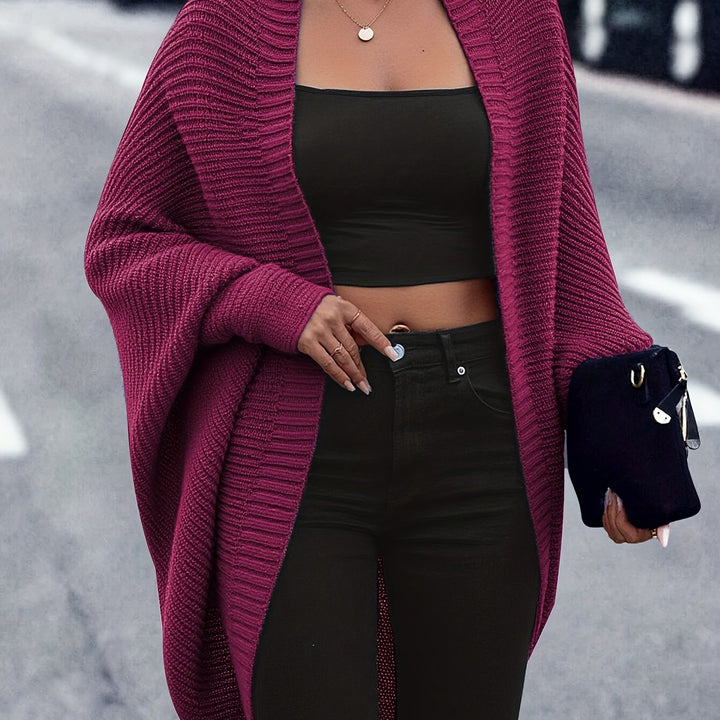 Élise | Gilet long chic oversize en grosse maille pour femme