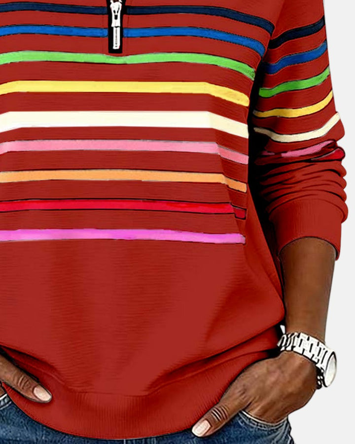 Victoire | Pull rayé à fermeture éclair pour femmes