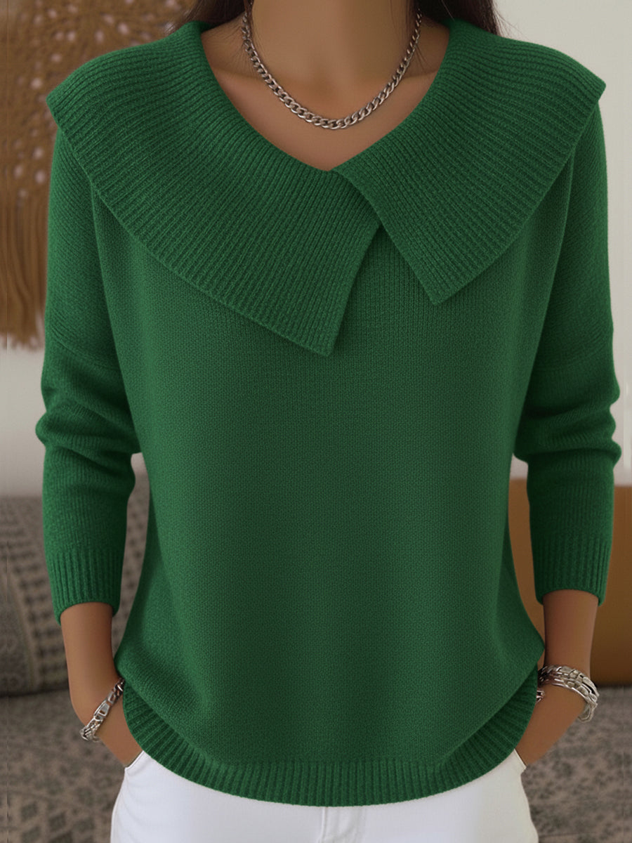 Céline | Pull élégant en maille à grand col rabattu pour femme