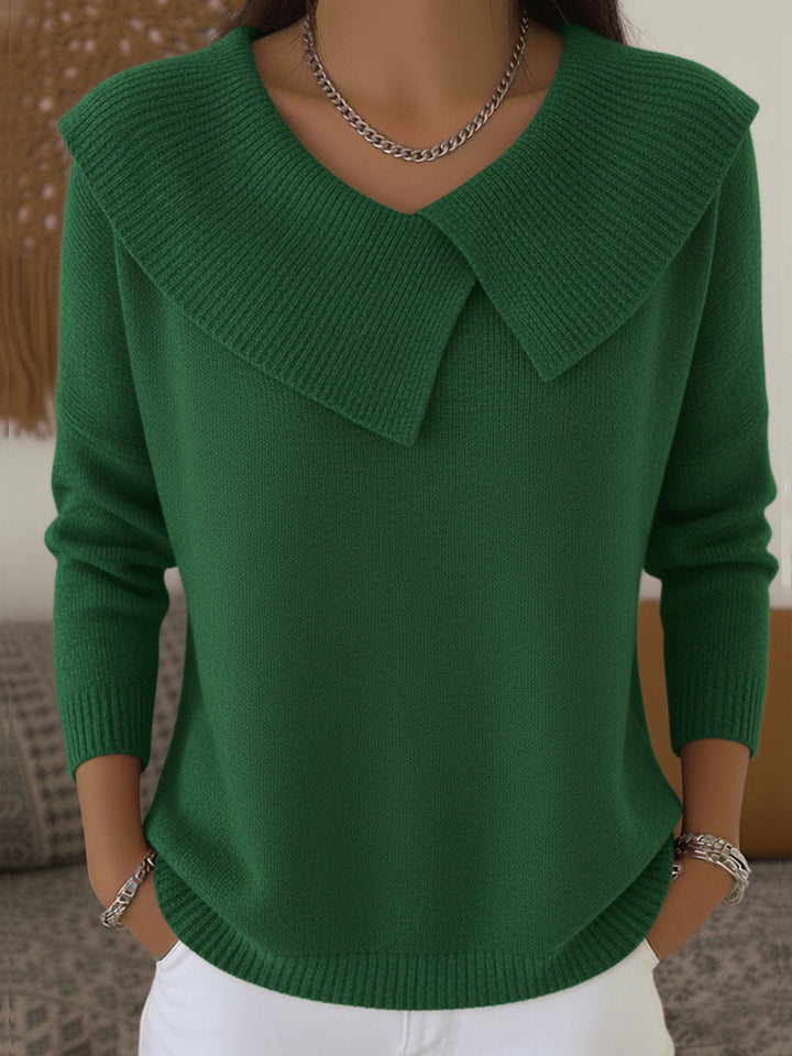 Céline | Pull élégant en maille à grand col rabattu pour femme
