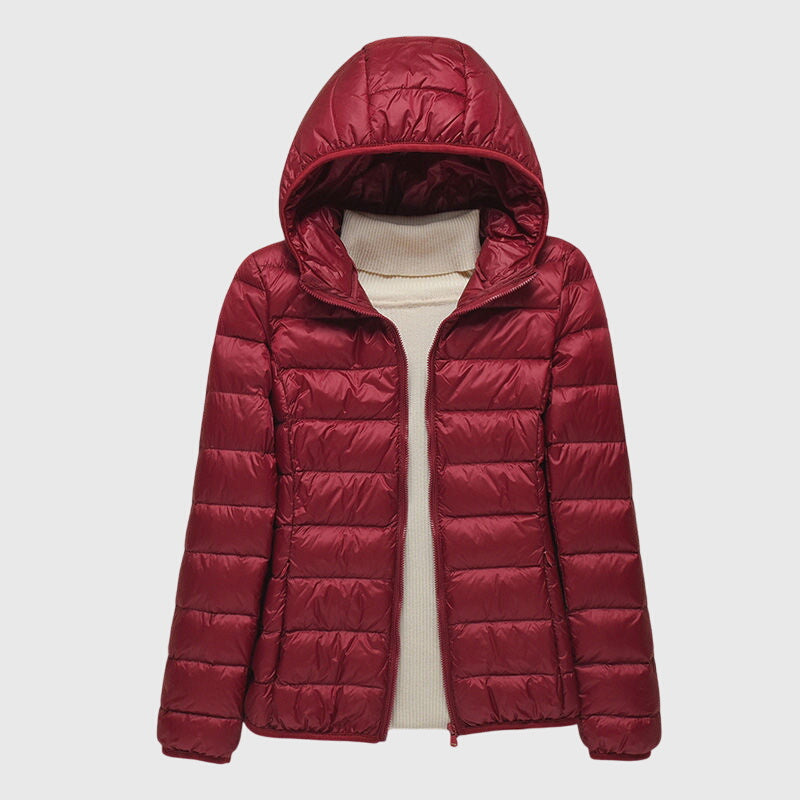 Lily | Doudoune élégante matelassée légère imperméable zippée à capuche pour femme
