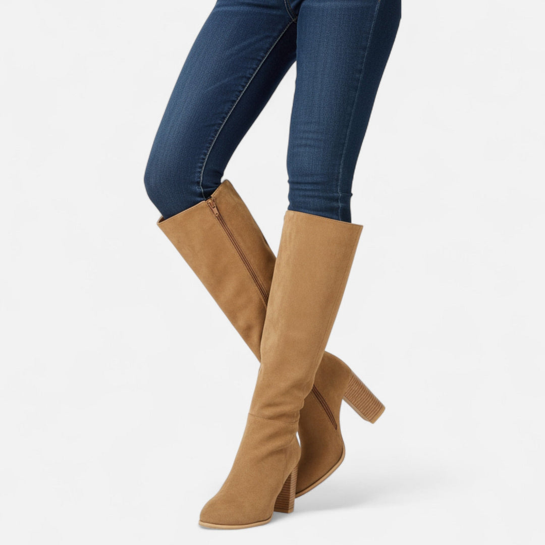 Ombeline | Bottes longues chic en daim, élégance équestre pour femme