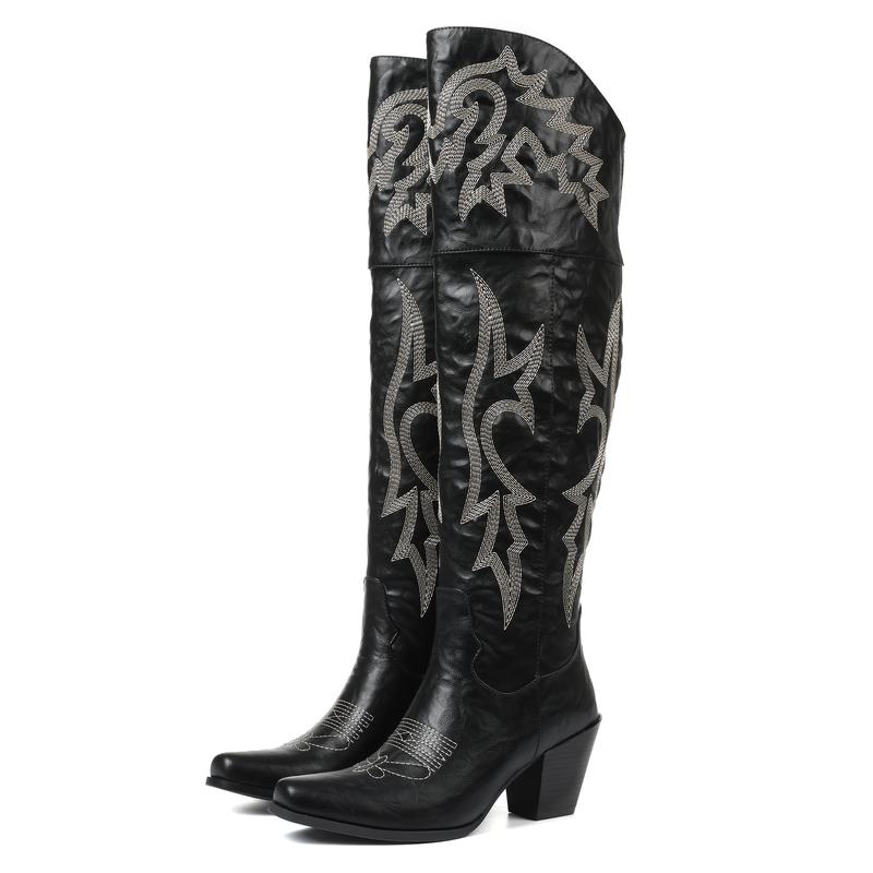 Cheyenne | Bottes chic cuissardes cowboy à talon pour femme