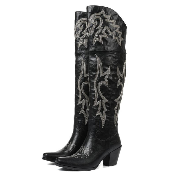 Cheyenne | Bottes chic cuissardes cowboy à talon pour femme