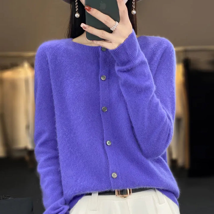 Tessa | Cardigan élégant long en maille de laine pour femme