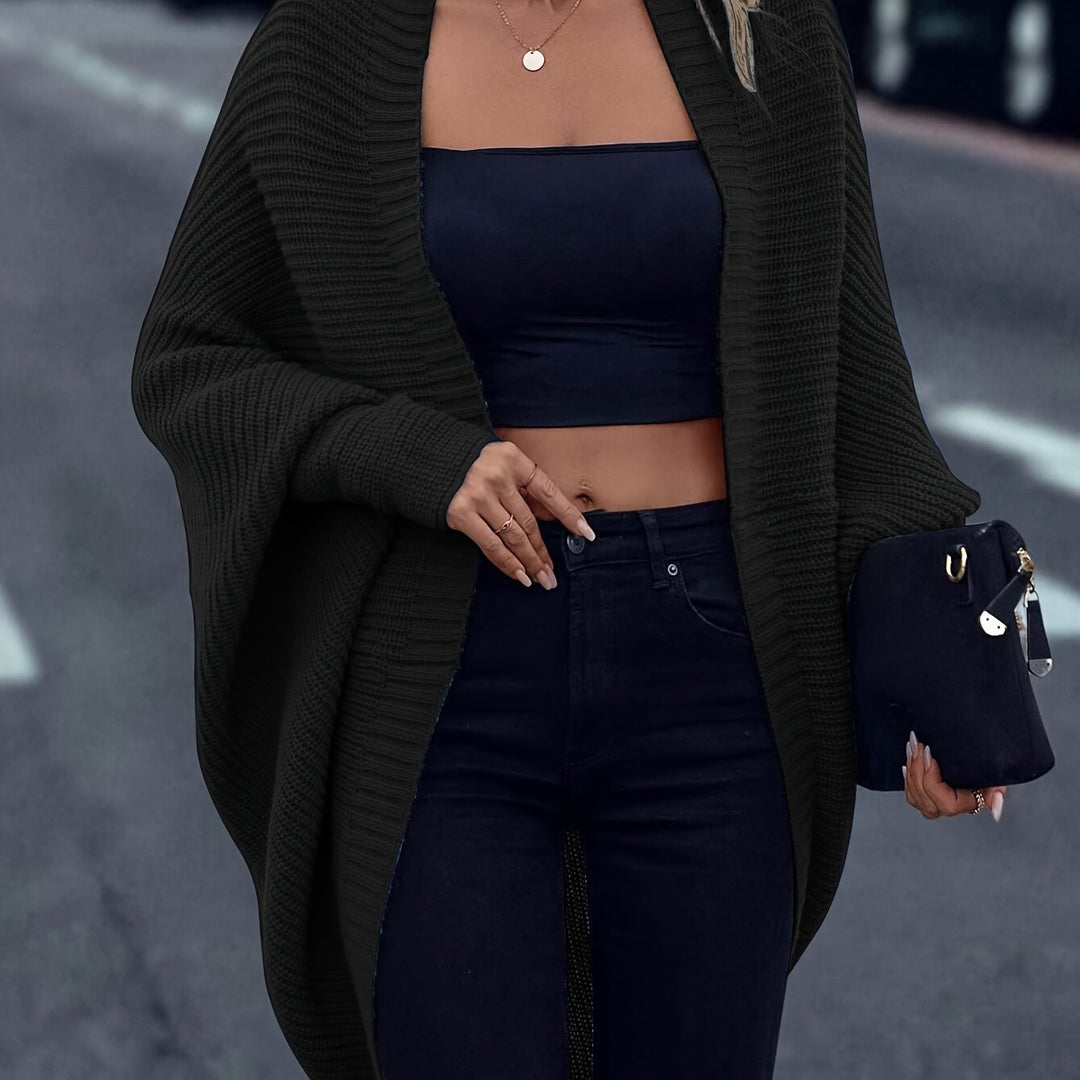 Élise | Gilet long chic oversize en grosse maille pour femme