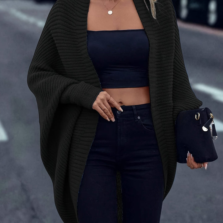 Élise | Gilet long chic oversize en grosse maille pour femme