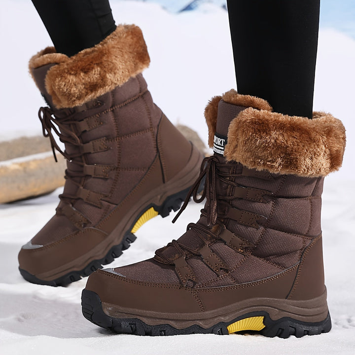 Ornella | Bottes de neige élégantes fourrées montantes beiges pour femme