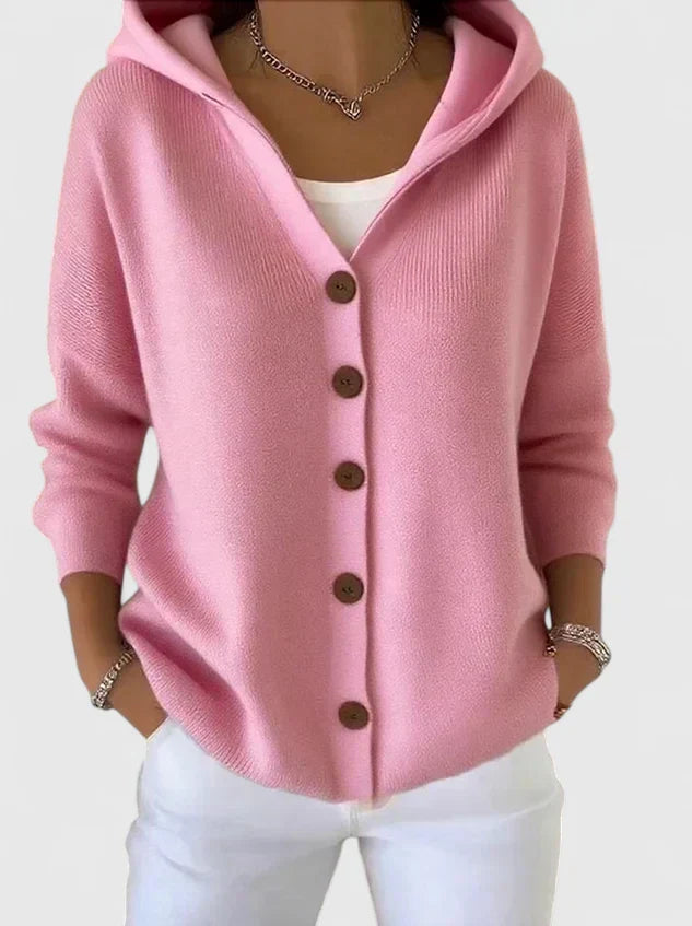 Jessica | Cardigan chic à capuche et boutons pour femme