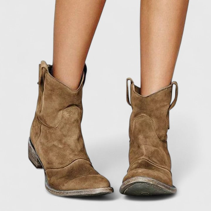 Émy | Bottes élégantes cowboy et daim à talon bloc pour femme